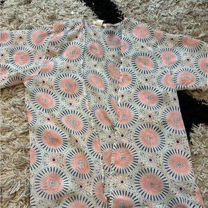 Sheer geometric print cover up